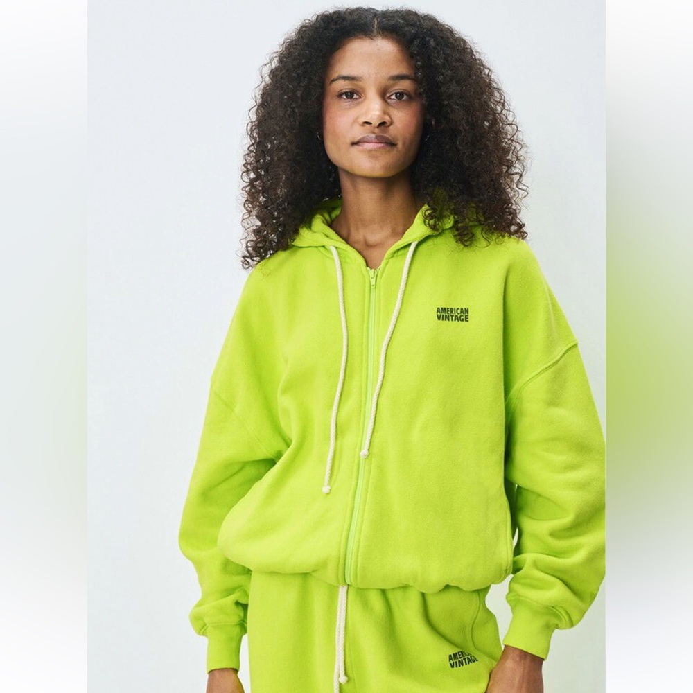American Vintage Lime Zip-Up Hoodie